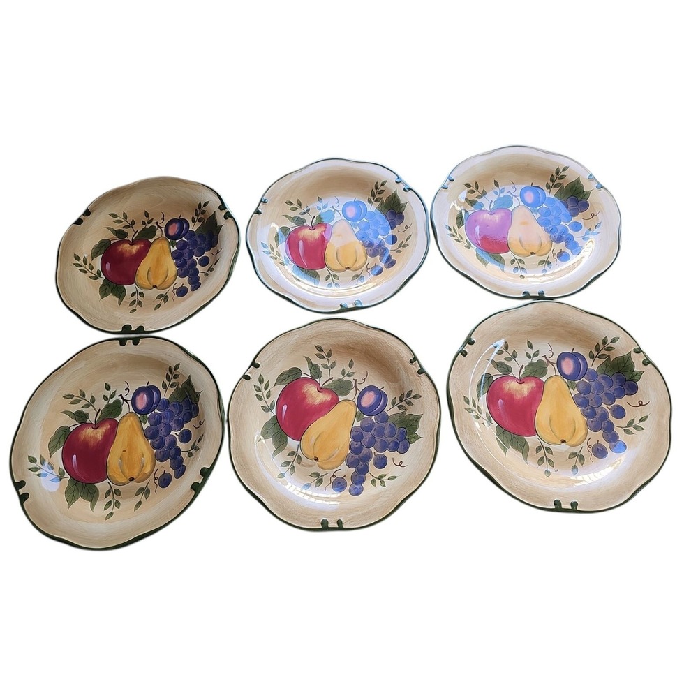 Home Trends Granada Dinner Plates Set of 6 Fruit Design Scalloped Edge Reti 2006